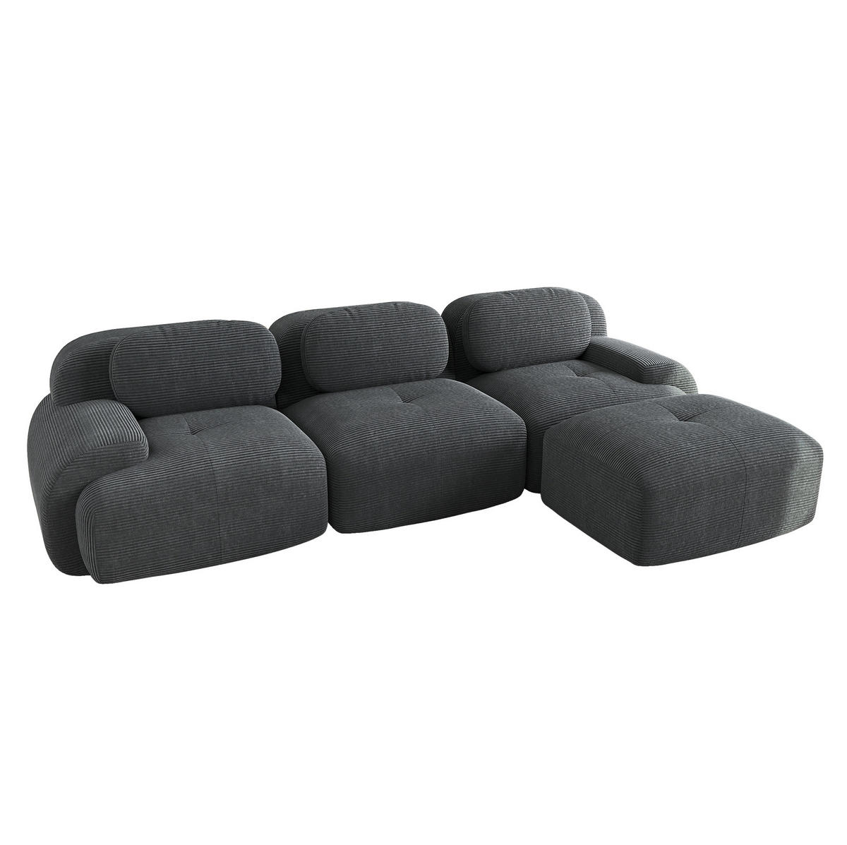 ECKSOFA 298/178/75 cm grau aus Cordstoff montagefrei mit ergonomischem Design - Grau, Textil (178/298cm) - OKWISH