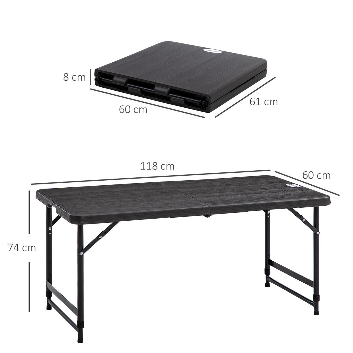 GARTENTISCH Dunkelgrau 118.0/60.0/74.0cm - Dunkelgrau, Metall (118/60/74cm)