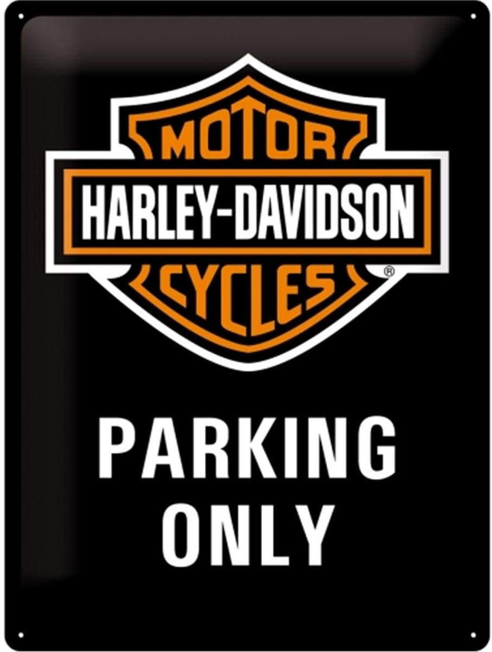BLECHSCHILD 30/40 cm Harley-Davidson Parking Only - Multicolor, Metall (30/40/0.2cm) - Nostalgic-Art
