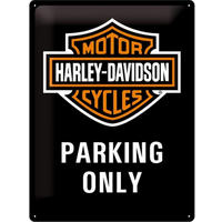 BLECHSCHILD 30/40 cm Harley-Davidson Parking Only - Multicolor, Metall (30/40/0.2cm) - Nostalgic-Art