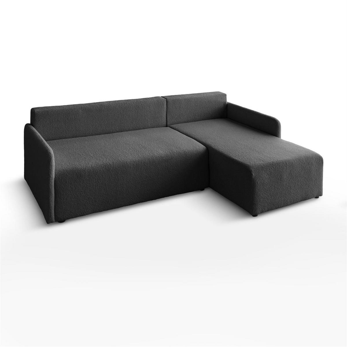 Ecksofa CUDDLE mit Schlaffunktion und Bettkasten, Quelle 92 - Dunkelgrau, Textil (213/145cm) - Lookway