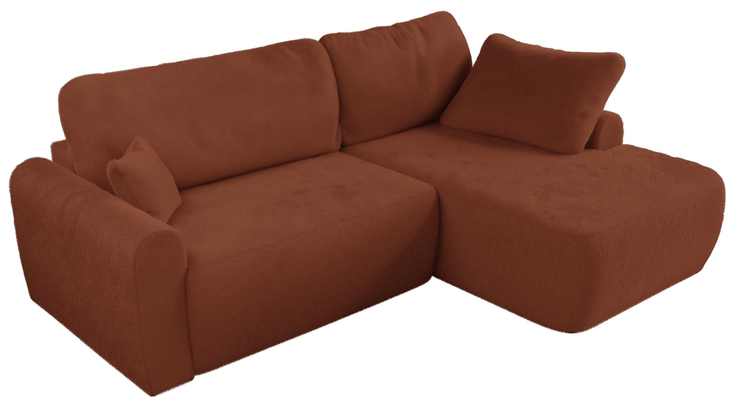 ECKSCHLAFSOFA CUBO L Orange Plüsch - rechts - Schwarz/Orange, Kunststoff/Textil (187/273cm) - MKS