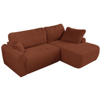 ECKSCHLAFSOFA CUBO L Orange Plüsch - rechts - Schwarz/Orange, Kunststoff/Textil (187/273cm) - MKS