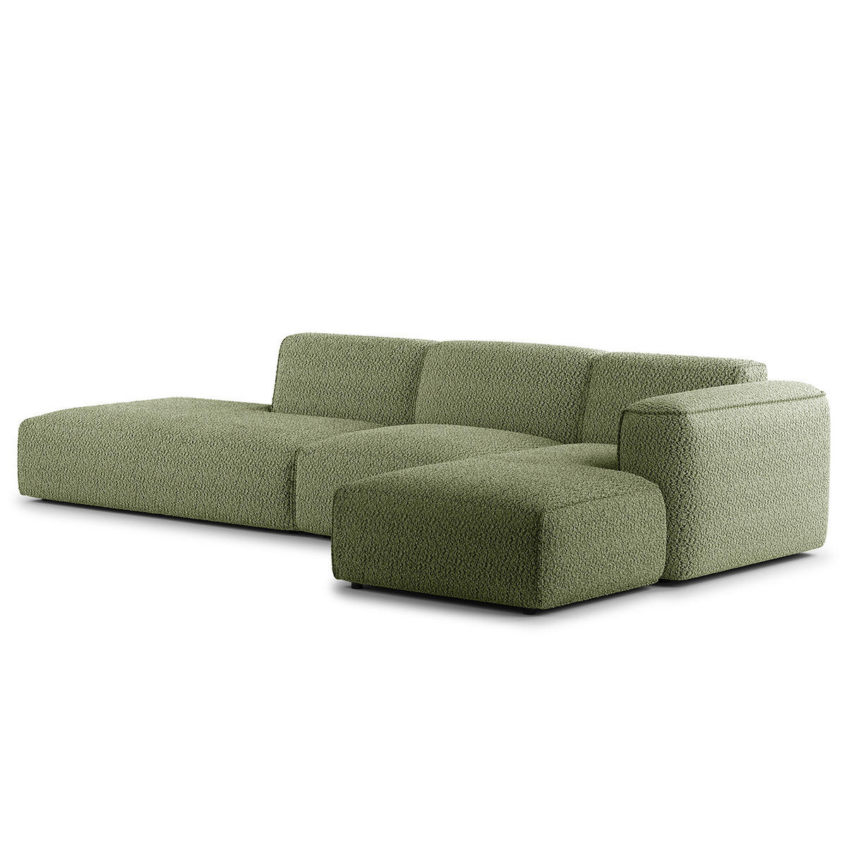 ECKSOFA mit Chaiselongue - Schwarz/Grün, Kunststoff/Textil (290/173cm) - home24