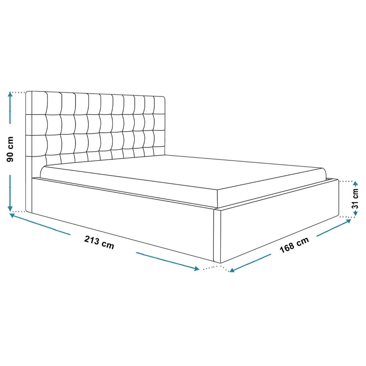 BETT 160x200 - Polsterbett mit Bettkasten und Holzrahmen - Modern Betten - Glatter Kronos-Stoff - Kollektion Rio, Blau - Blau, Holz/Textil (160/200cm) - Alpi-Möbel