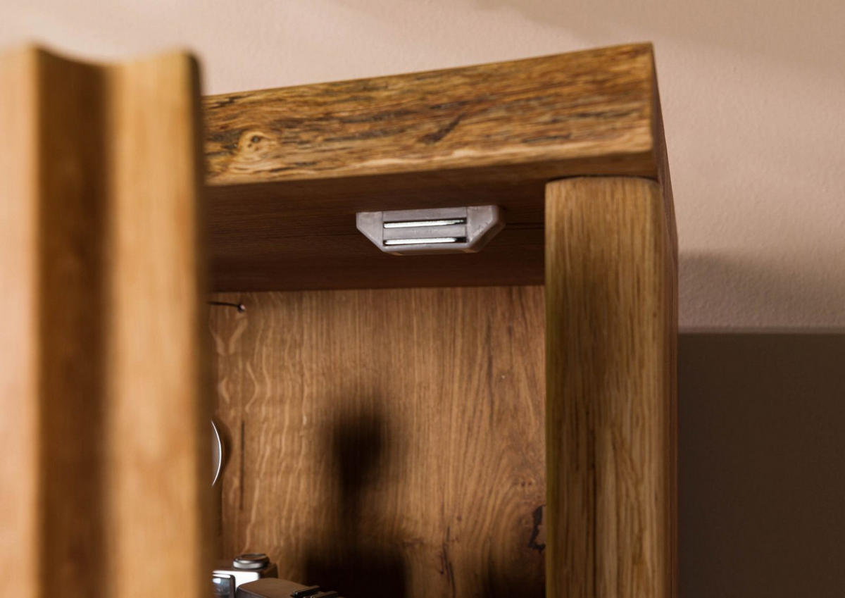 VITRINE Wildeiche 81x45x204 natur geölt PURE OAK #107 - Braun, Holz (81/204/45cm) - Massivmoebel24