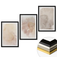WANDBILDER 3er-Set - 40x60 cm Schwarzer Rahmen - Warme Aquarell-Pastelltexturen - Schwarz, Kunststoff (40/60cm) - ArtPrintCave