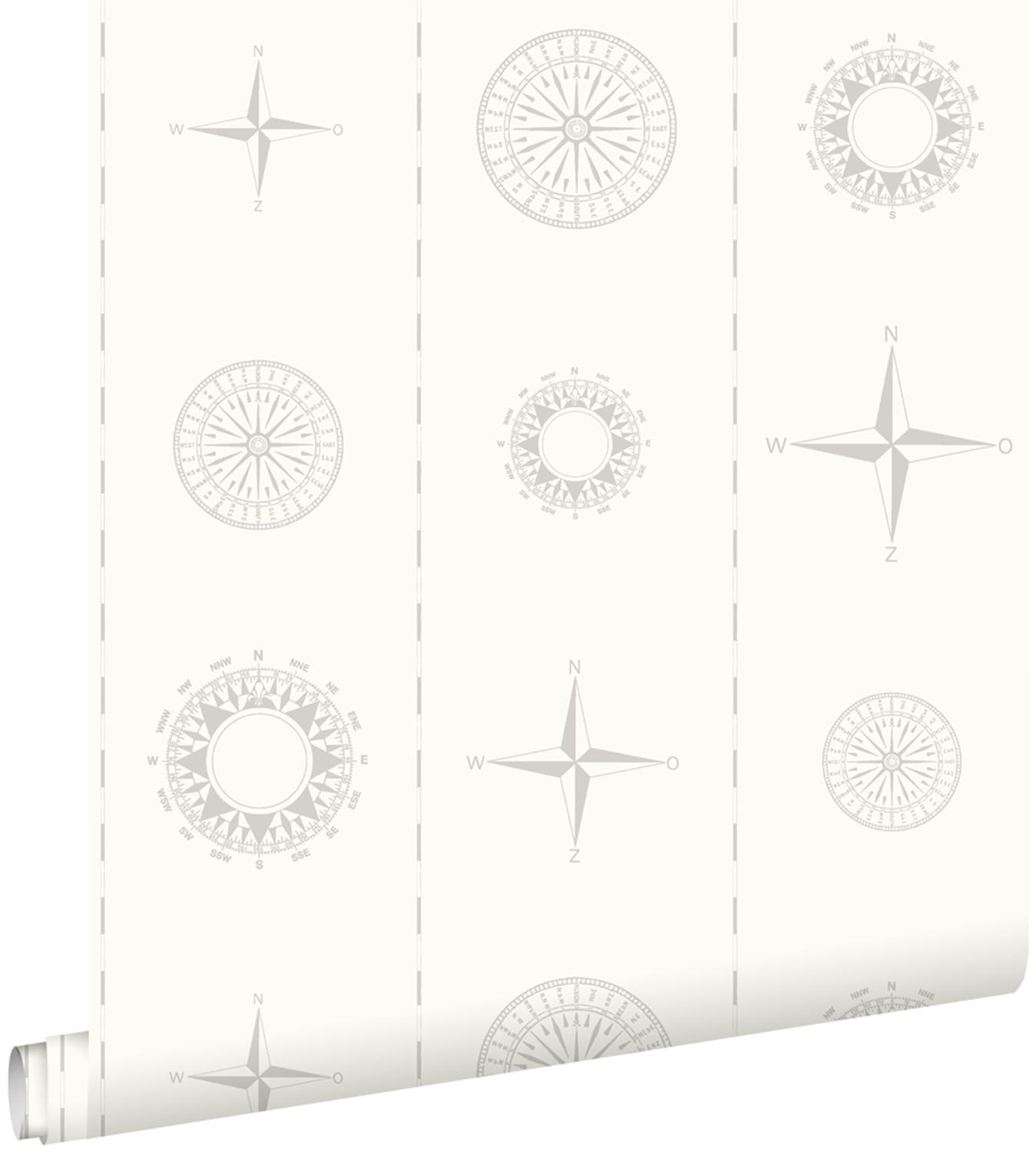 TAPETE Windrosen 53 cm x 10.05 m - Grau, Papier (53/0.1cm) - ESTAhome
