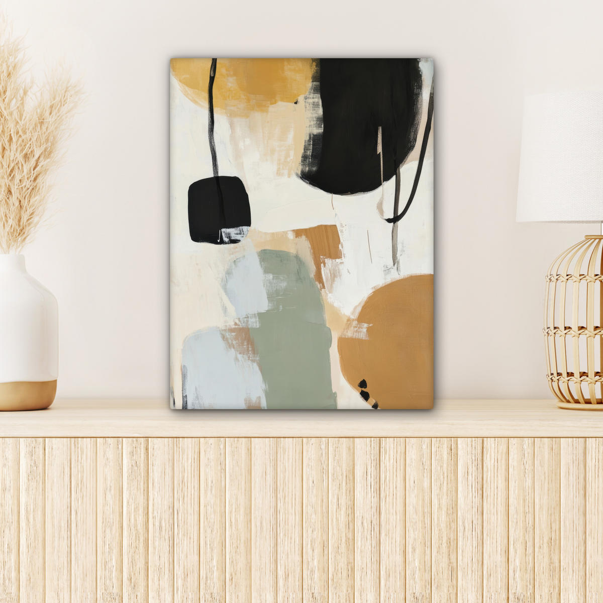 LEINWANDBILD Farbe - Abstrakt - Farben 30x40 cm - Currygelb, Textil (30/40cm) - MuchoWow