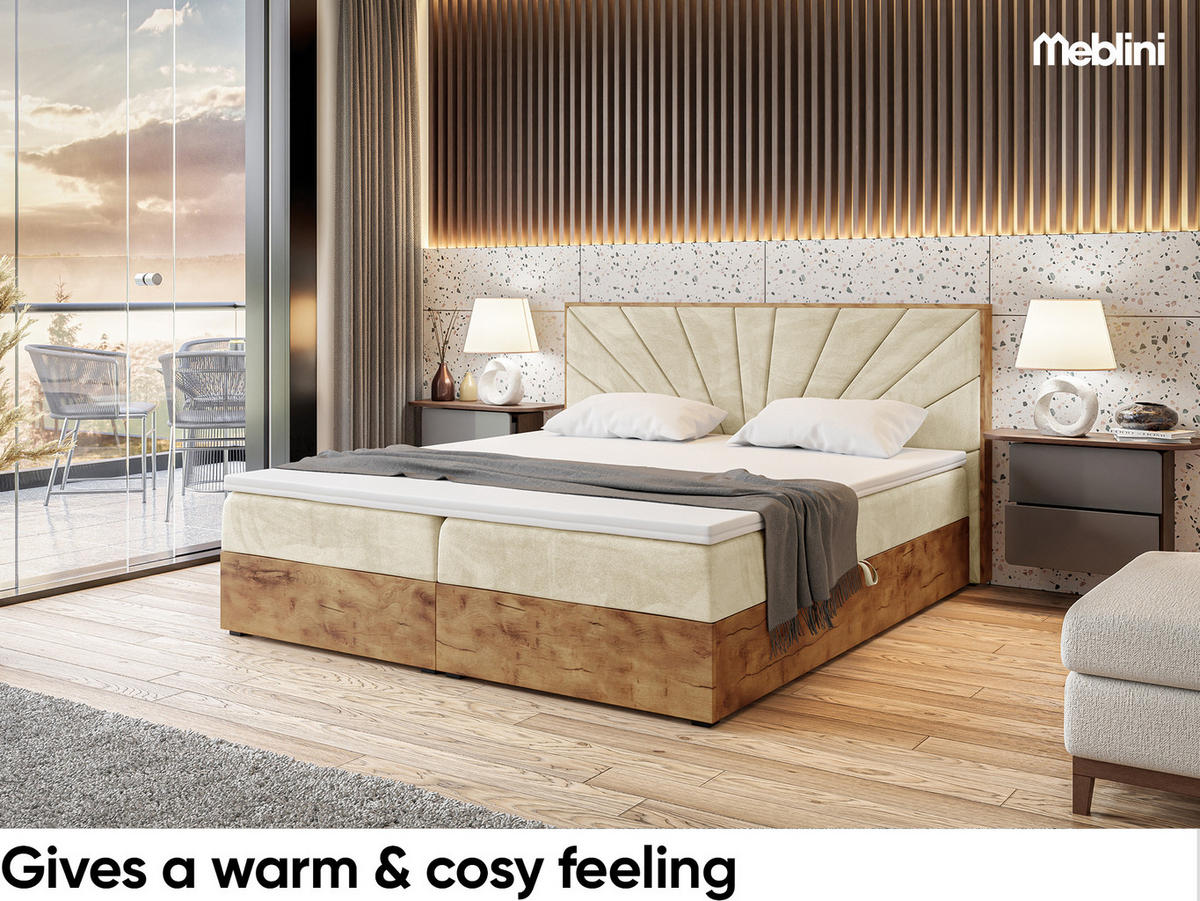 BOXSPRINGBETT Lofty 7 H4 - Beige, Holzwerkstoff (120/200cm) - Meblini