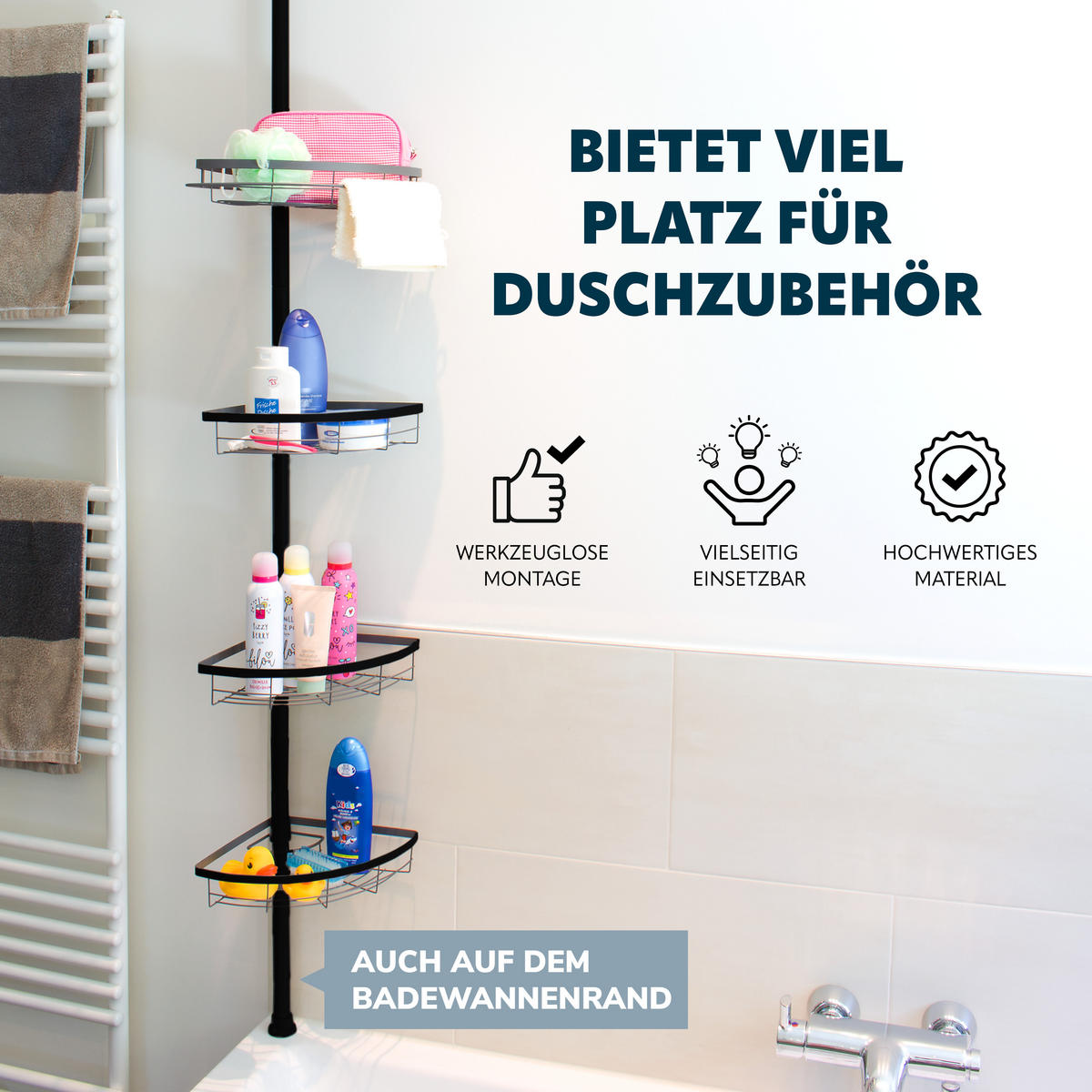 TELESKOP-ECKREGAL, schwarz, Metall - Schwarz, Metall (22.5/290/22.5cm) - bremermann