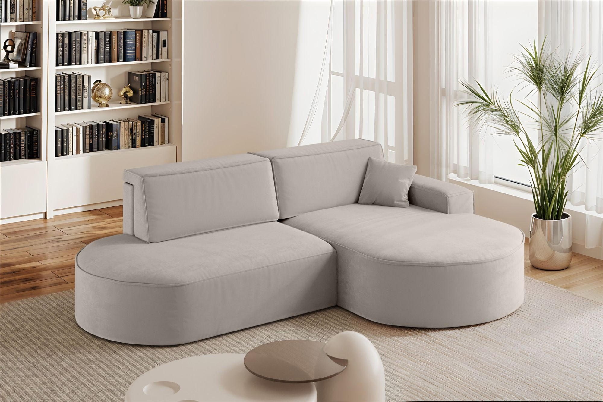 ECKSOFA Venedig Mit Schlaffunktion - Hellgrau, Holzwerkstoff/Textil (278/179cm) - Fun Möbel