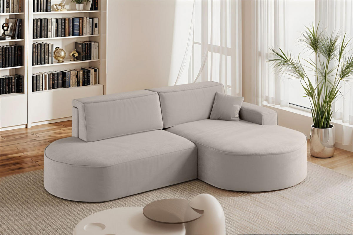 ECKSOFA Venedig Mit Schlaffunktion - Hellgrau, Holzwerkstoff/Textil (278/179cm) - Fun Möbel