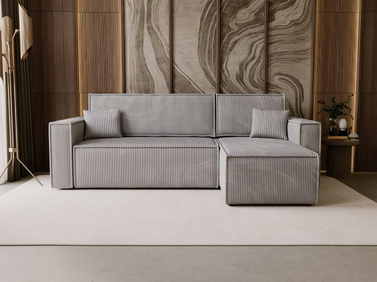 ECKSOFA Prato L Grau - Schwarz/Grau, Holz/Textil (253/145cm) - Graingold