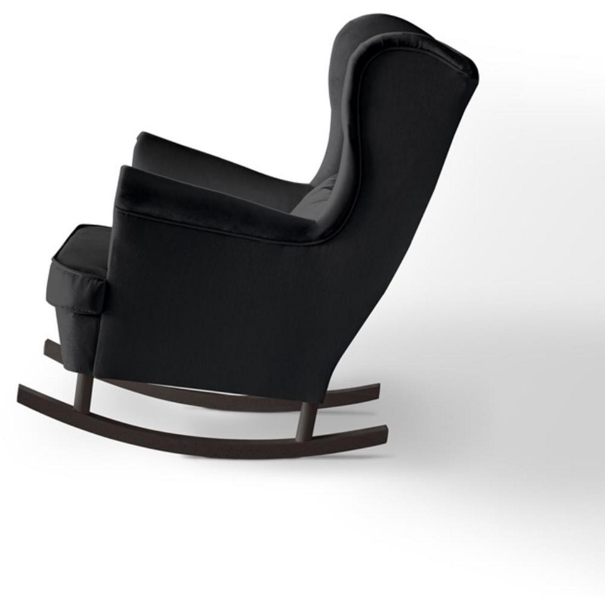 SCHAUKELSTUHL Fabio schwarz mit Wenge Beinen - Wengefarben/Schwarz, Textil (82/103/108cm) - Beautysofa
