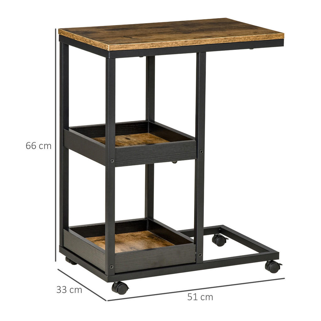 Thumbnail - Homcom Beistelltisch, Braun, Metall, 33x66x51 cm, Wohnzimmer, Wohnzimmertische, Beistelltische