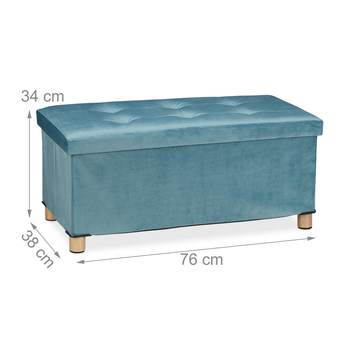 SITZBANK - Türkis, Holz/Holzwerkstoff (76/34/38cm) - Relaxdays