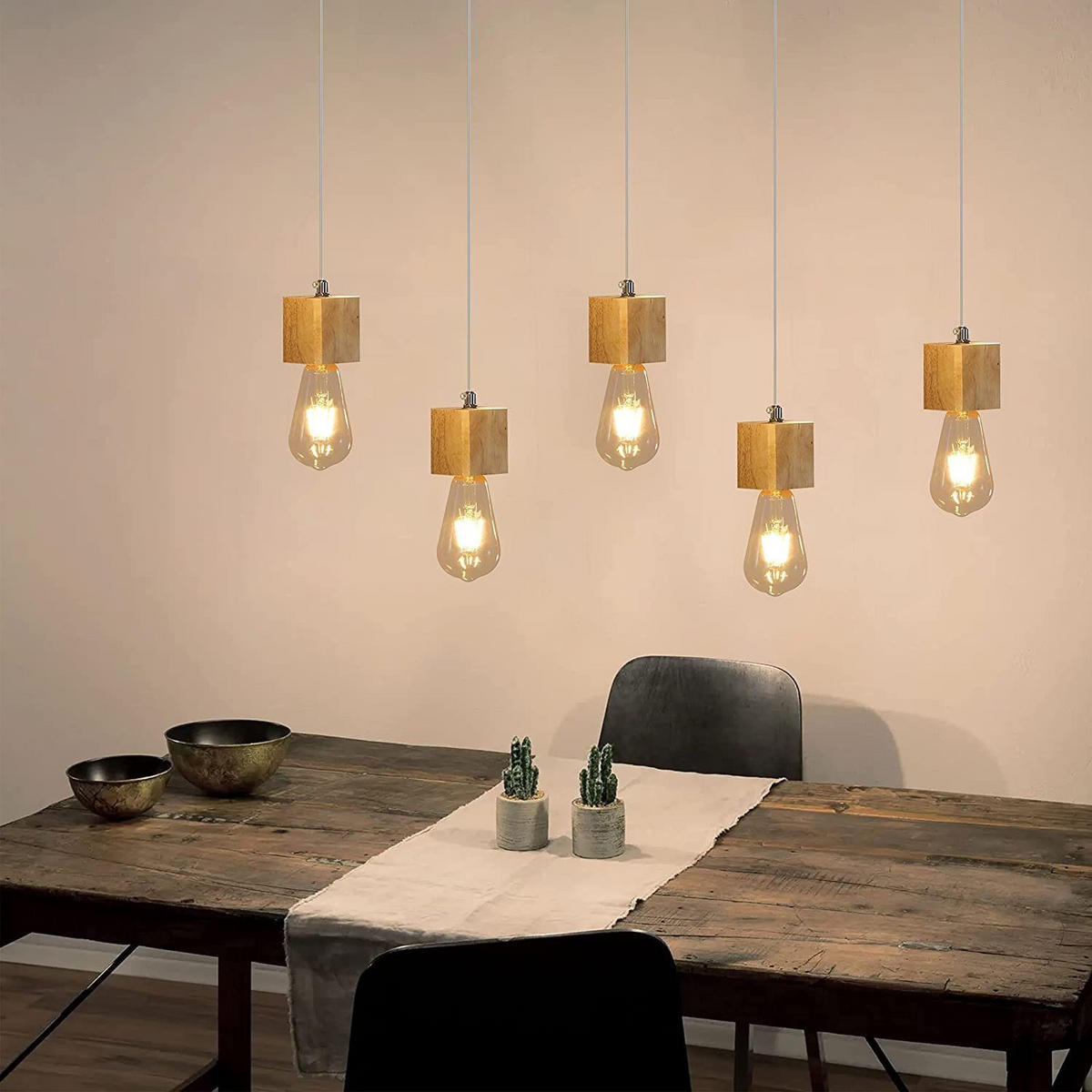 HÄNGELEUCHTE Brunhilde 60/6/6 cm - Braun, Holz (60/6/6cm) - Nettlife