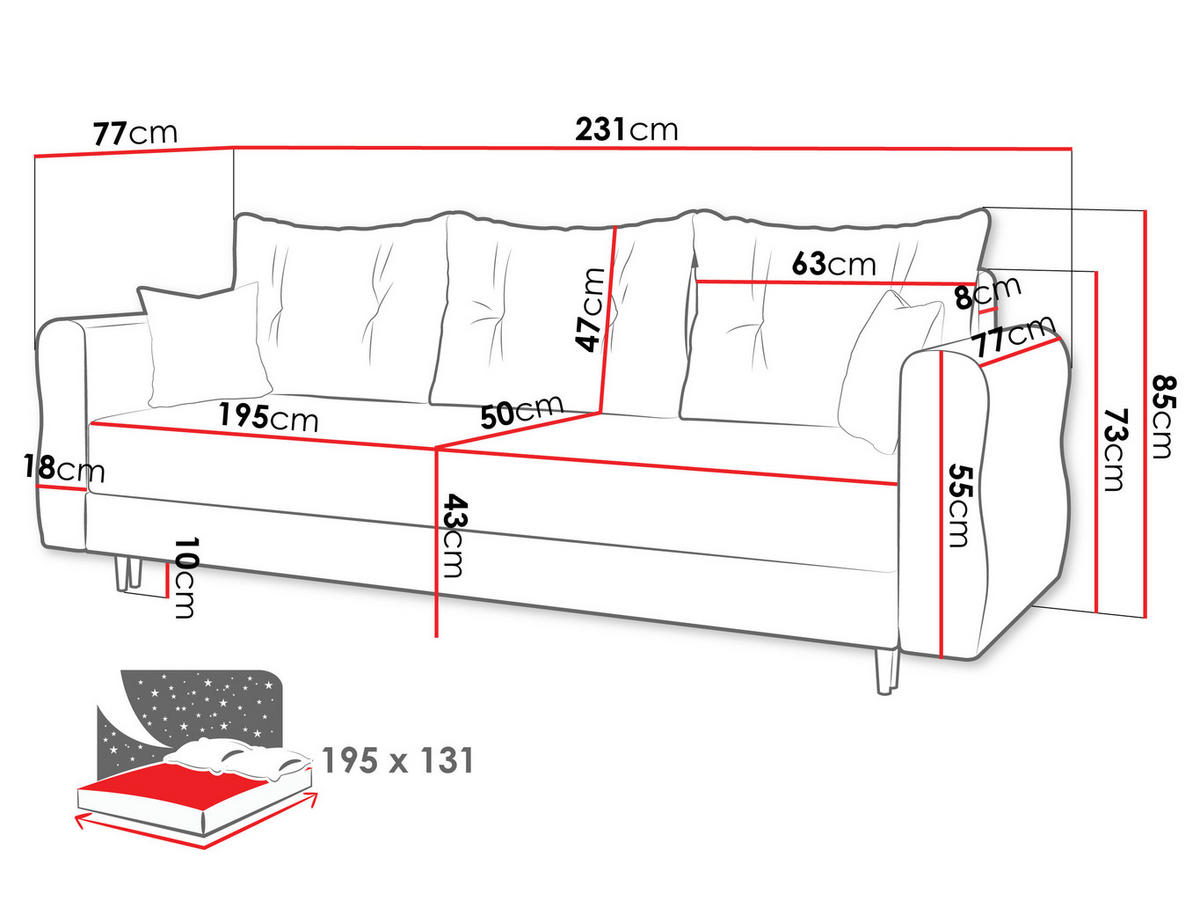 SCHLAFSOFA Zako S 3 - Beige/Naturfarben, Holz/Textil (231/85/77cm) - MIRJAN24