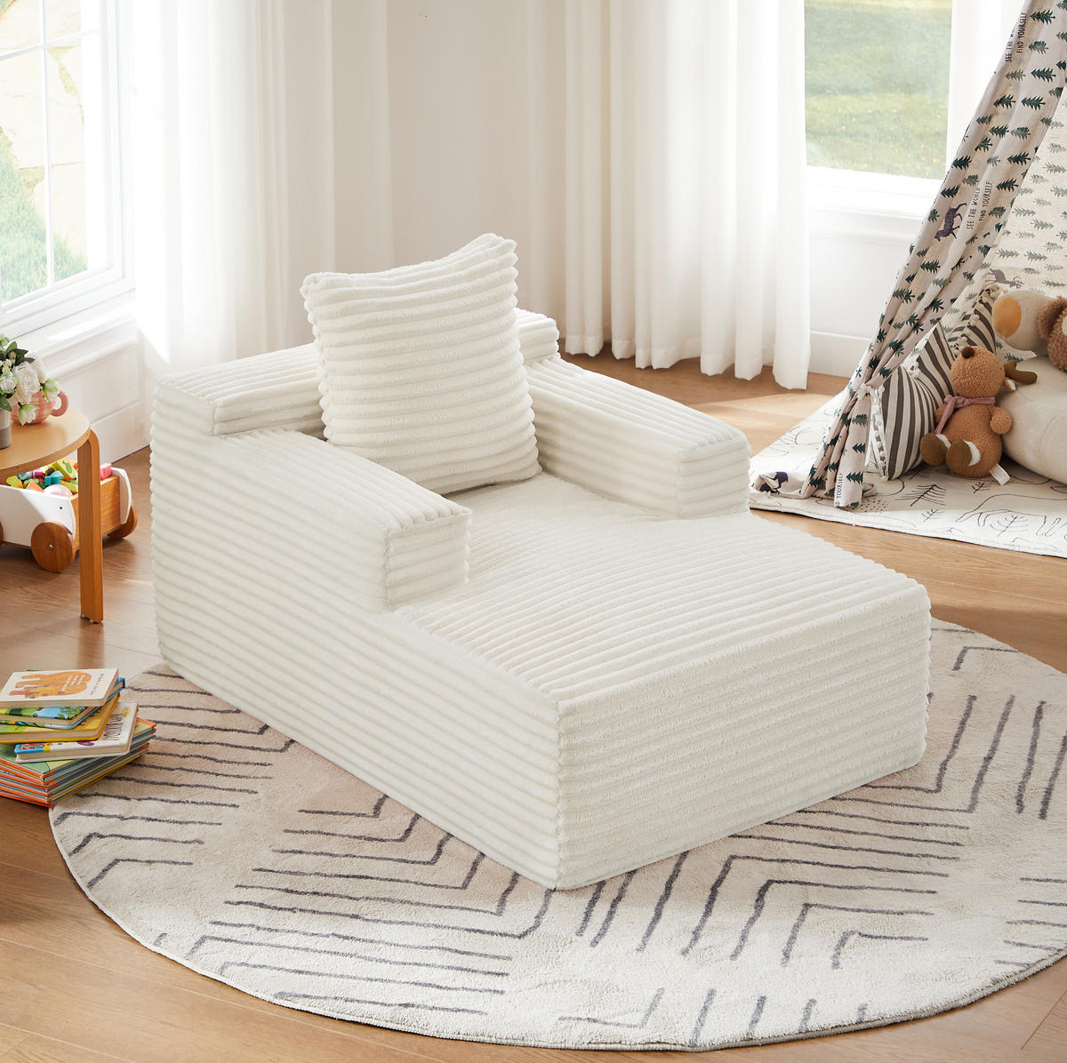 CHAISELONGUE aus Cord Beige - Beige, Kunststoff (81.03/49.78/116.84cm) - Meubliv