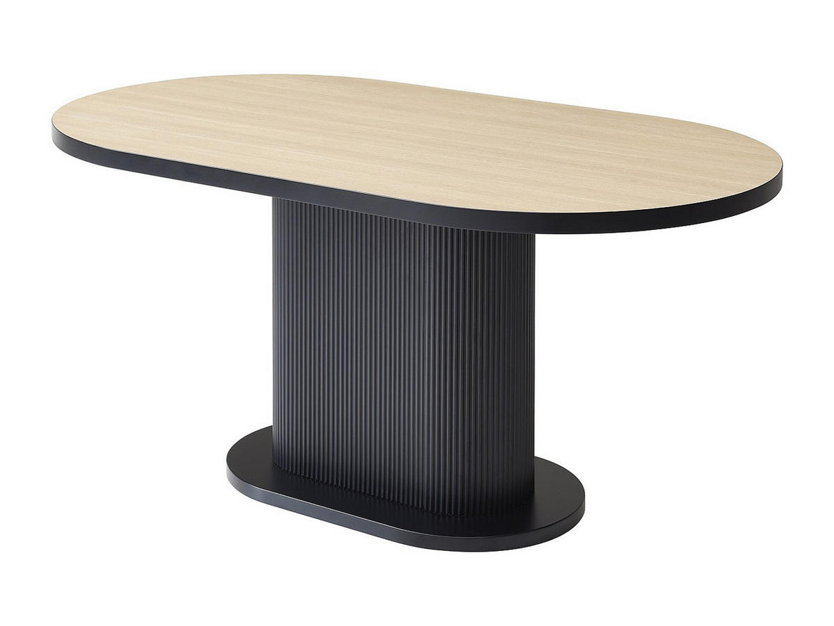 ESSTISCH - 6 Personen - MDF - Holzfarben & Schwarz - CALIENO - Schwarz, Holz (160/90/76cm) - Vente-Unique