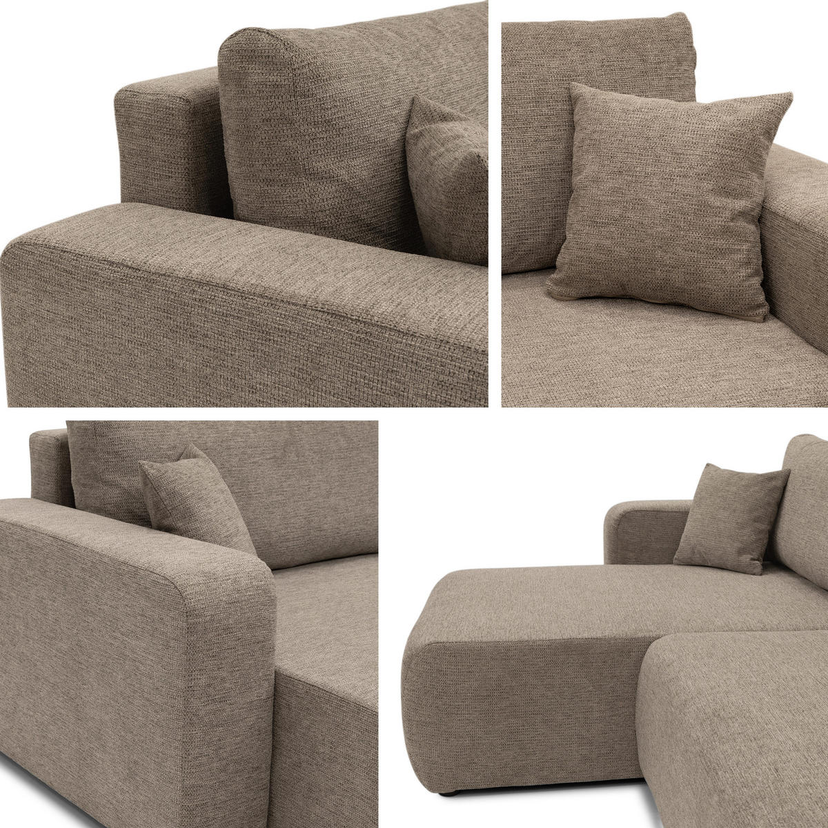 ECKSOFA Piano - Creme/Schwarz, Holz/Kunststoff (274/145cm) - MIRJAN24