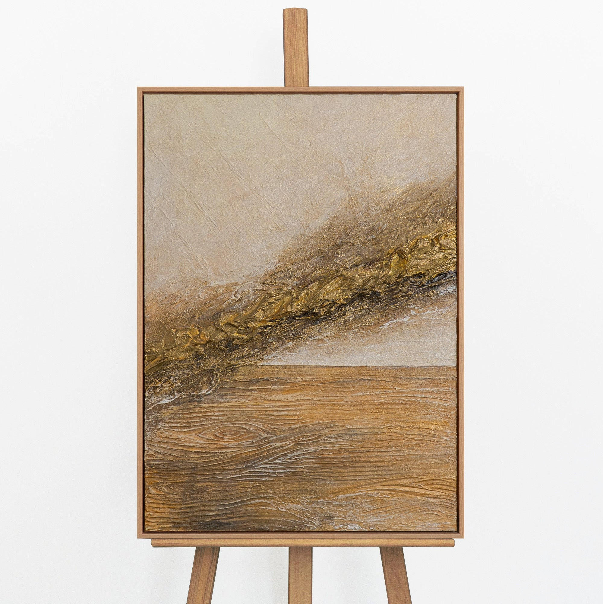 GEMÄLDE Goldene Ader Schattenfugenrahmen Eichefarben 70x50 cm - Eichefarben, Holz (70/50cm) - YS-art gallery