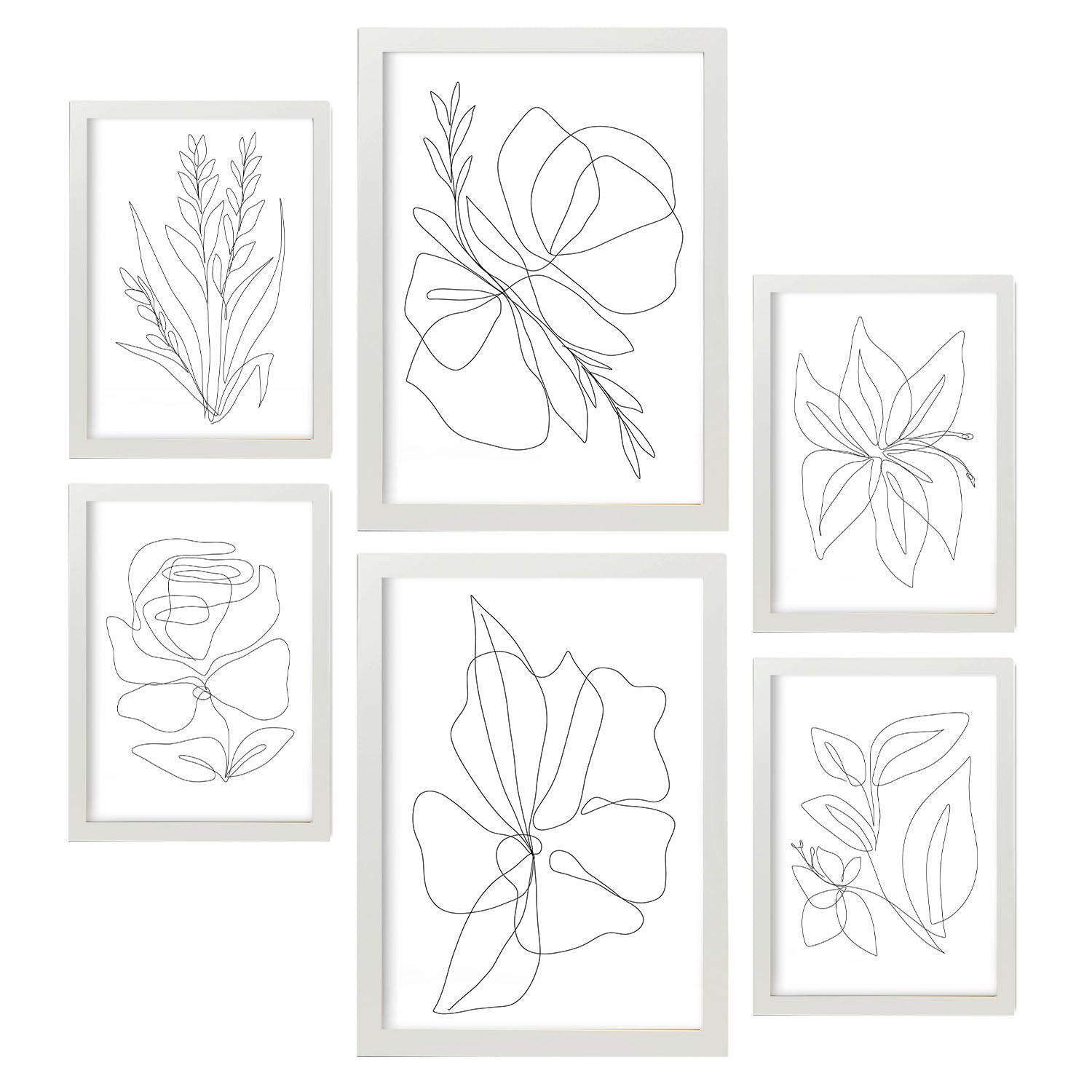 POSTER Set Mit 6 Blütenrahmen 1 In Blume Zusammenfassung Ästhetische Dekorative Gemälde Für Ihr Wohnzimmer Schlafzimmer Zuhause A3 & A4 Weißer Rahmen - Weiß, Papier (29/3cm) - Nacnic