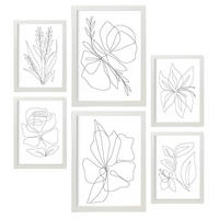 POSTER Set Mit 6 Blütenrahmen 1 In Blume Zusammenfassung Ästhetische Dekorative Gemälde Für Ihr Wohnzimmer Schlafzimmer Zuhause A3 & A4 Weißer Rahmen - Weiß, Papier (29/3cm) - Nacnic