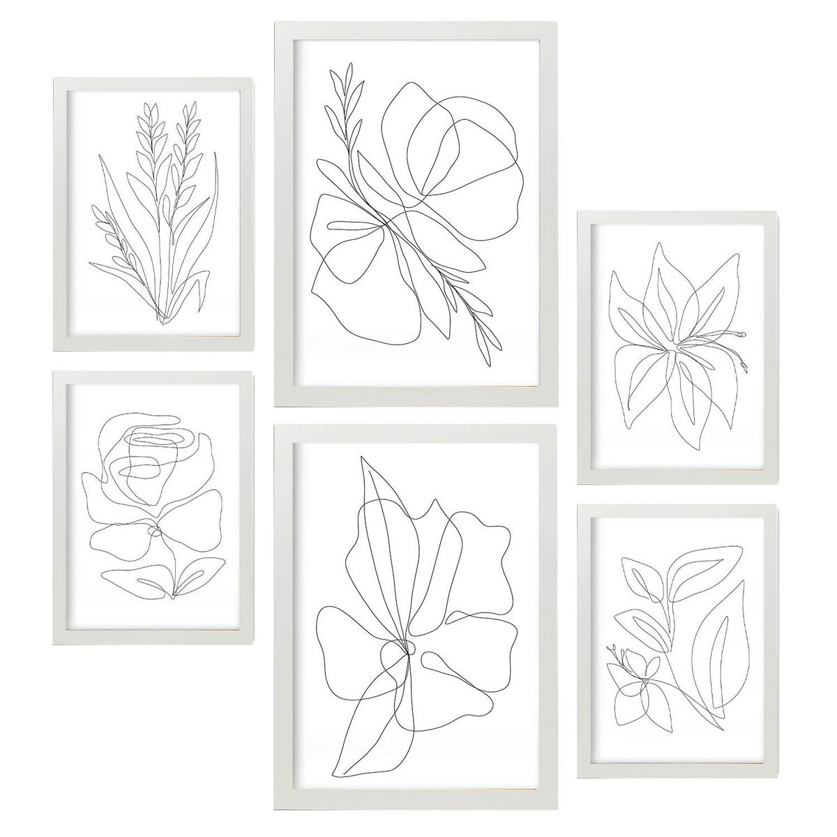 POSTER Set Mit 6 Blütenrahmen 1 In Blume Zusammenfassung Ästhetische Dekorative Gemälde Für Ihr Wohnzimmer Schlafzimmer Zuhause A3 & A4 Weißer Rahmen - Weiß, Papier (29/3cm) - Nacnic