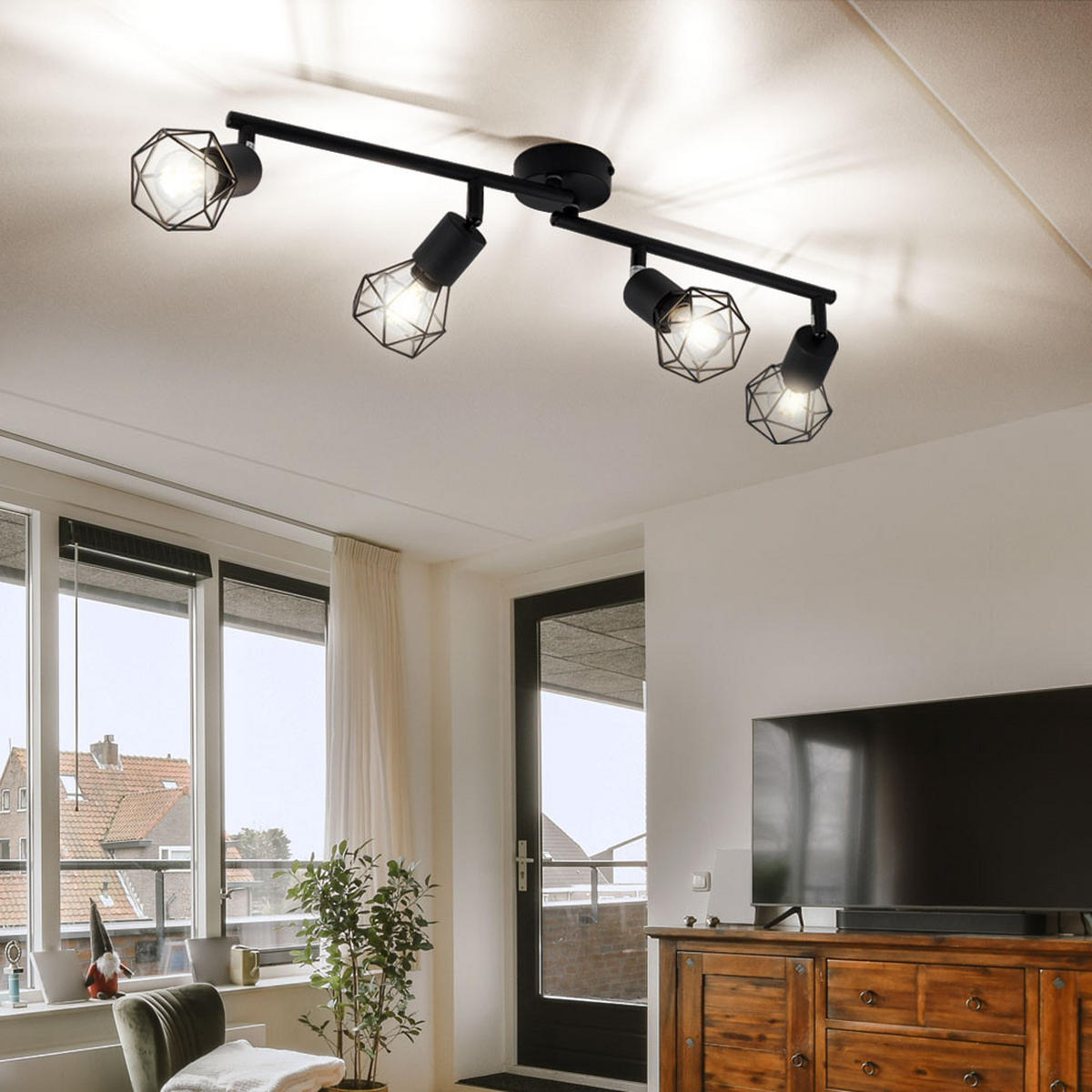 LED DECKENLEUCHTE Spotleiste Schwarz - Schwarz, Metall (60/8/19.5cm) - Globo Lighting