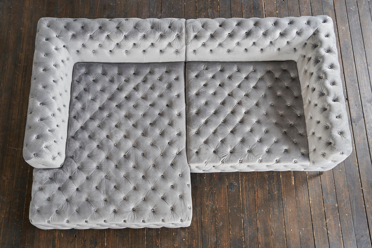 ECKSOFA NARLA Silber Velvet - Silberfarben, Textil (279/190cm) - KAWOLA