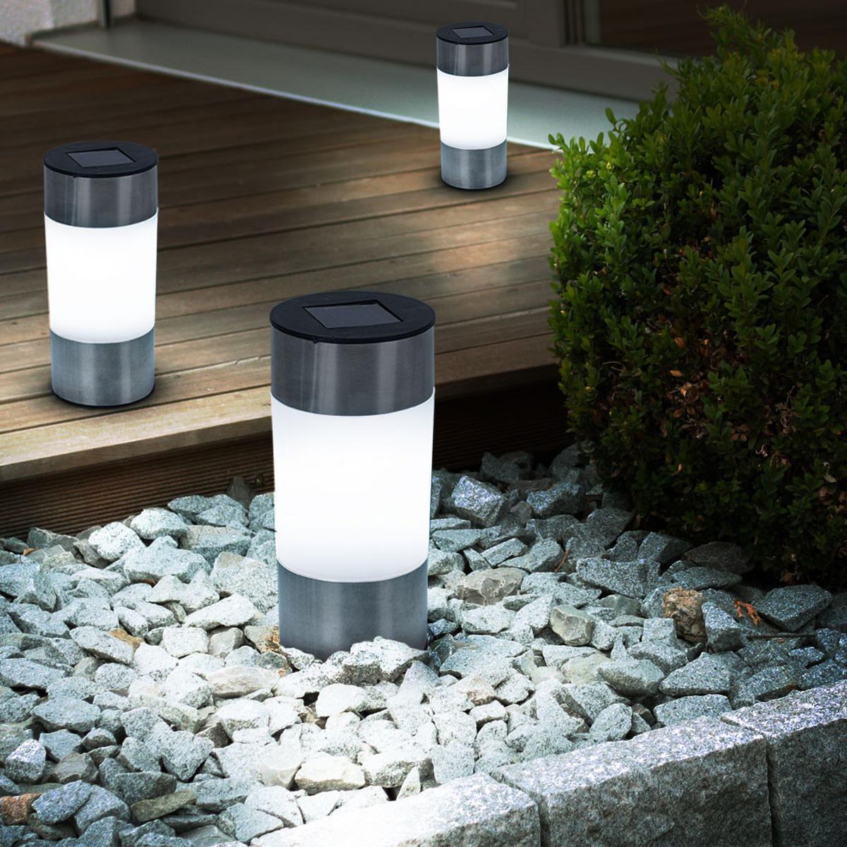 LED AUSSENLEUCHTE Edelstahl Silber 9er Set - Silberfarben, Metall (6.3/6.3/23.5cm) - Globo Lighting