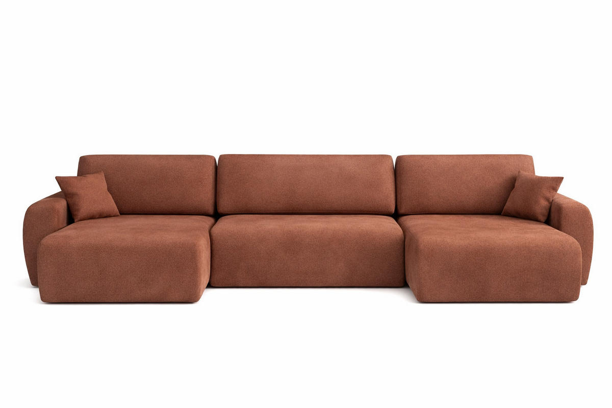 ECKSOFA Mit Schlaffunktion Und Bettkasten U-Form Ariel U, Veloursstoff Salvador, Dunkelbraun - Dunkelbraun, Holz (342/142cm) - Kaiser Möbel