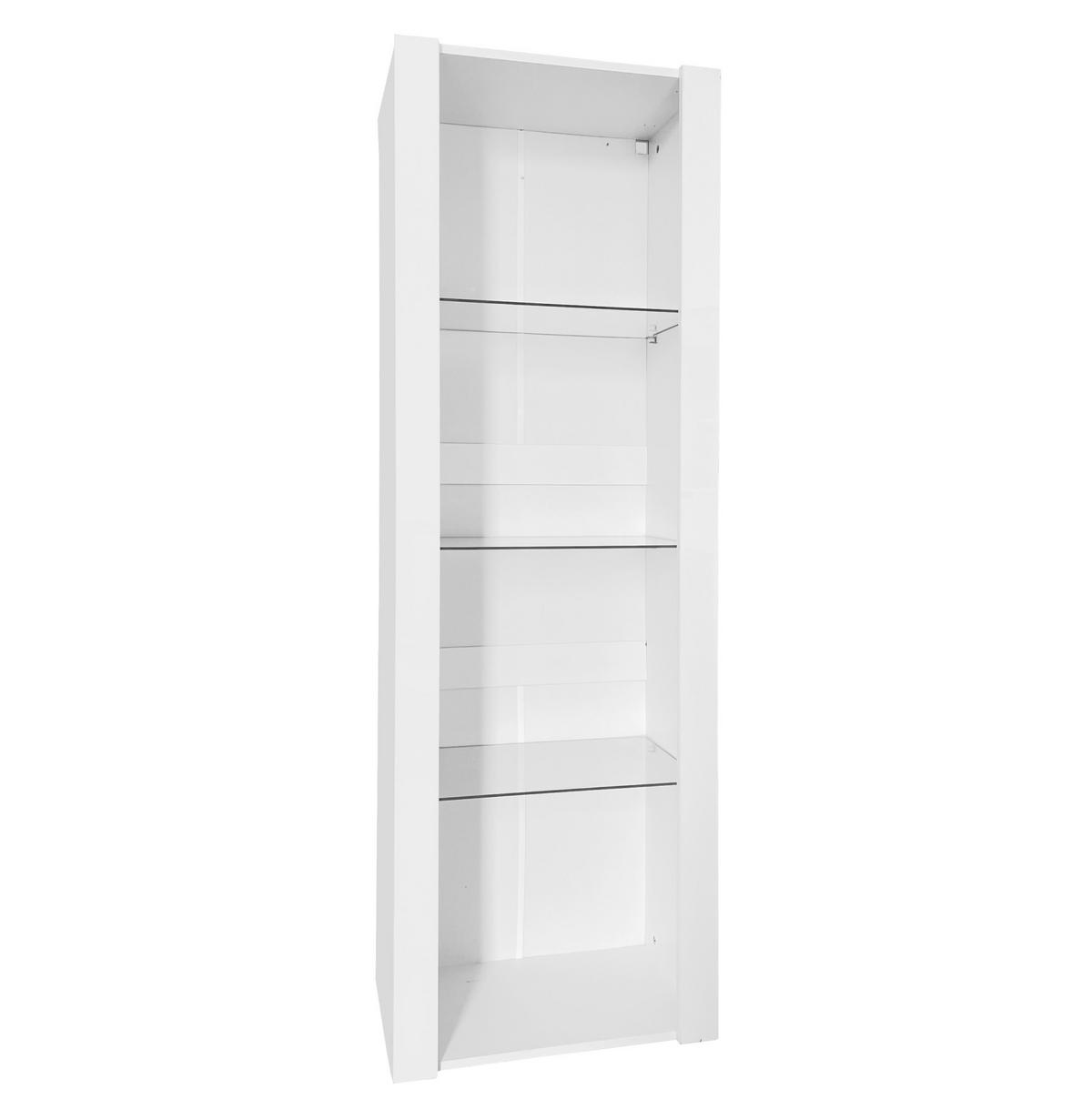 VITRINA 55/38/166 cm bijela od iverice s LED rasvjetom i 3 staklene police - bijela, drvni materijal (55/166/38cm) - OKWISH