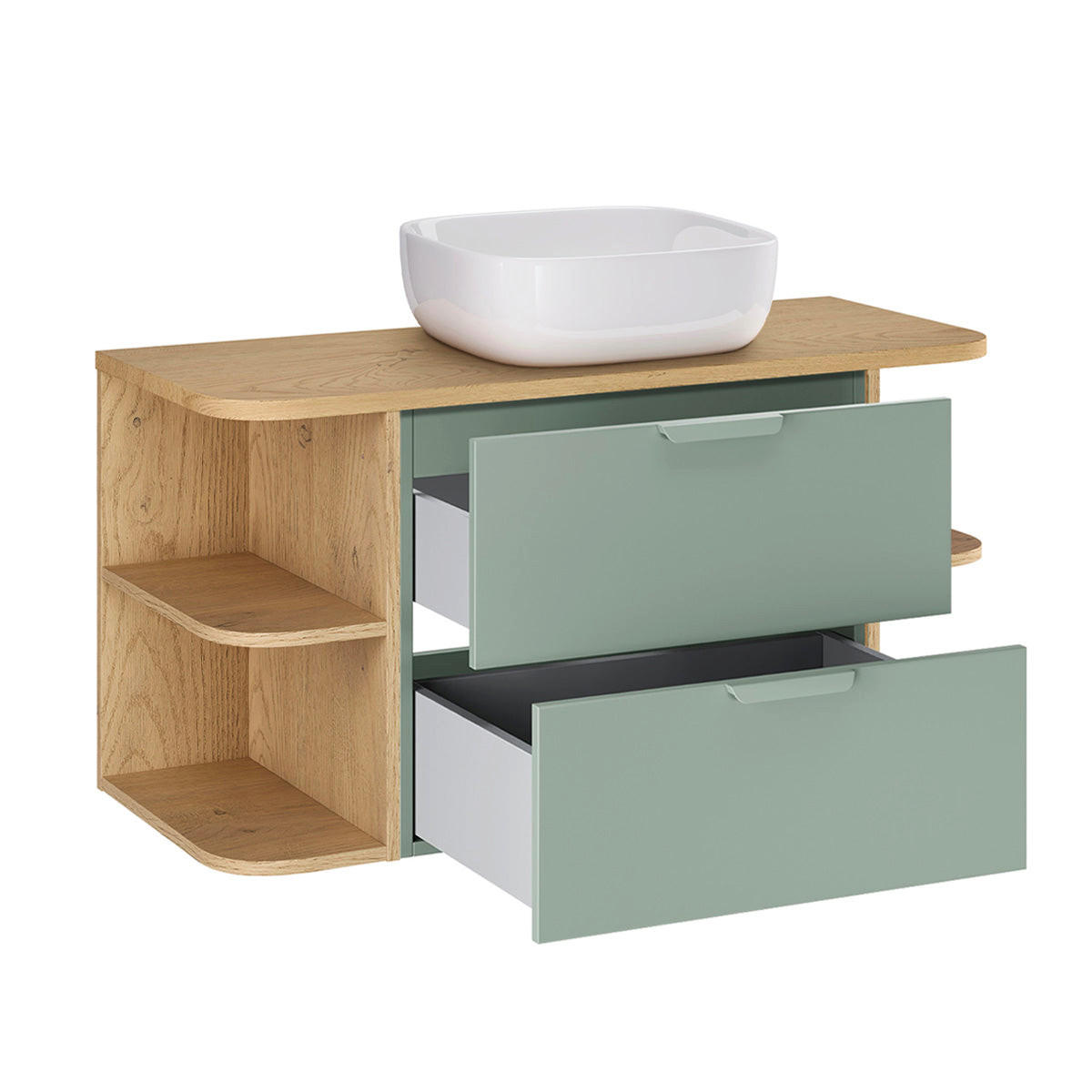 BADMÖBEL 100.4cm Oria 2er-Set Grün - Grün, Holzwerkstoff (100.4/50/45.8cm) - Petits-meubles