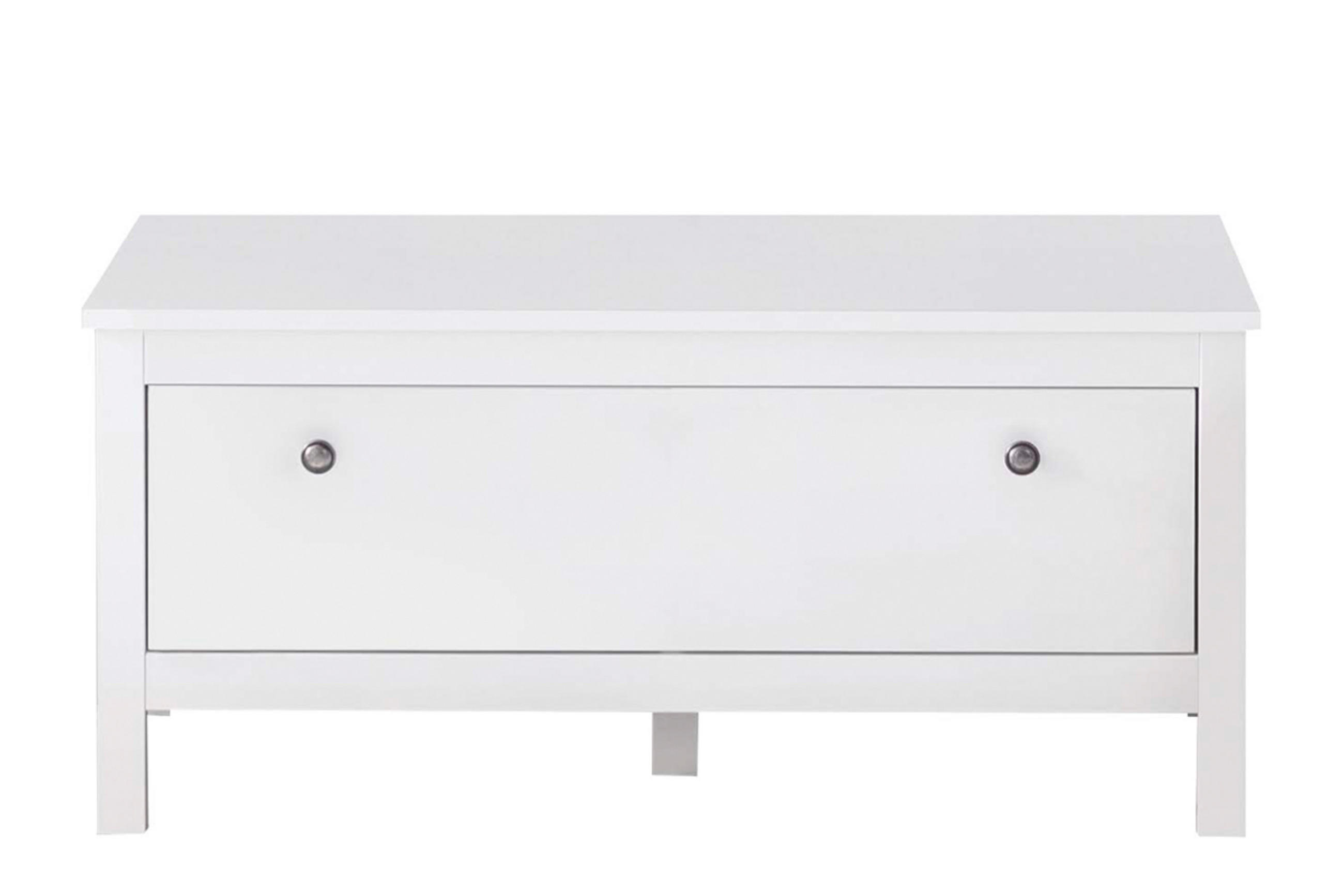 SCHUHBANK FARGE mit Metallkugelgriffe, weiß - Weiß, Holz (91/45/35cm) - KONSIMO®