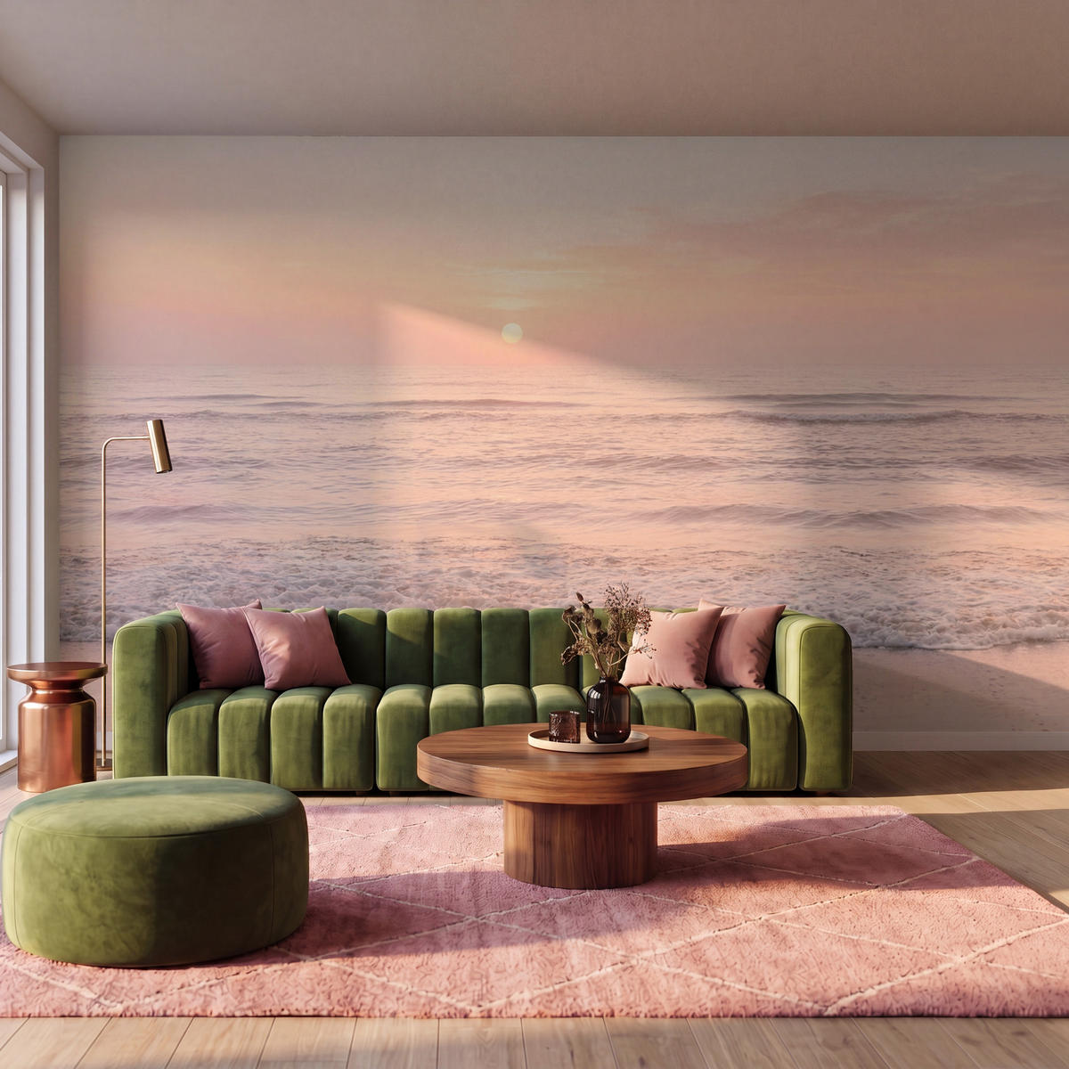 TAPETE - Sonne - Strand - Rosa - 400x240 cm - Hellrosa, Papier (400/240cm) - OnlyWow