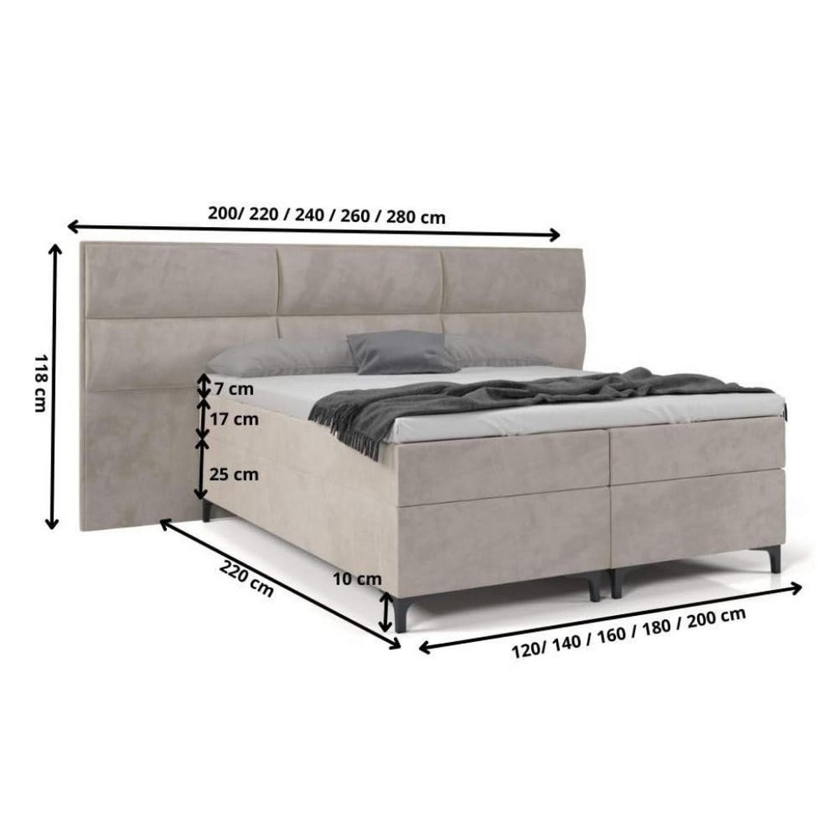BOXBETT Sapri mit Bettkasten und 2x Nachtisch - Hellgrau, Holz/Holzwerkstoff (120/200cm) - Best For Home