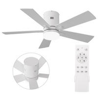 STROPNI ventilator z LED lučko, 106,6 cm, bel, 6 hitrosti in časovnik - bela, kovina (106.6/106.6/28cm) - EuroLiving