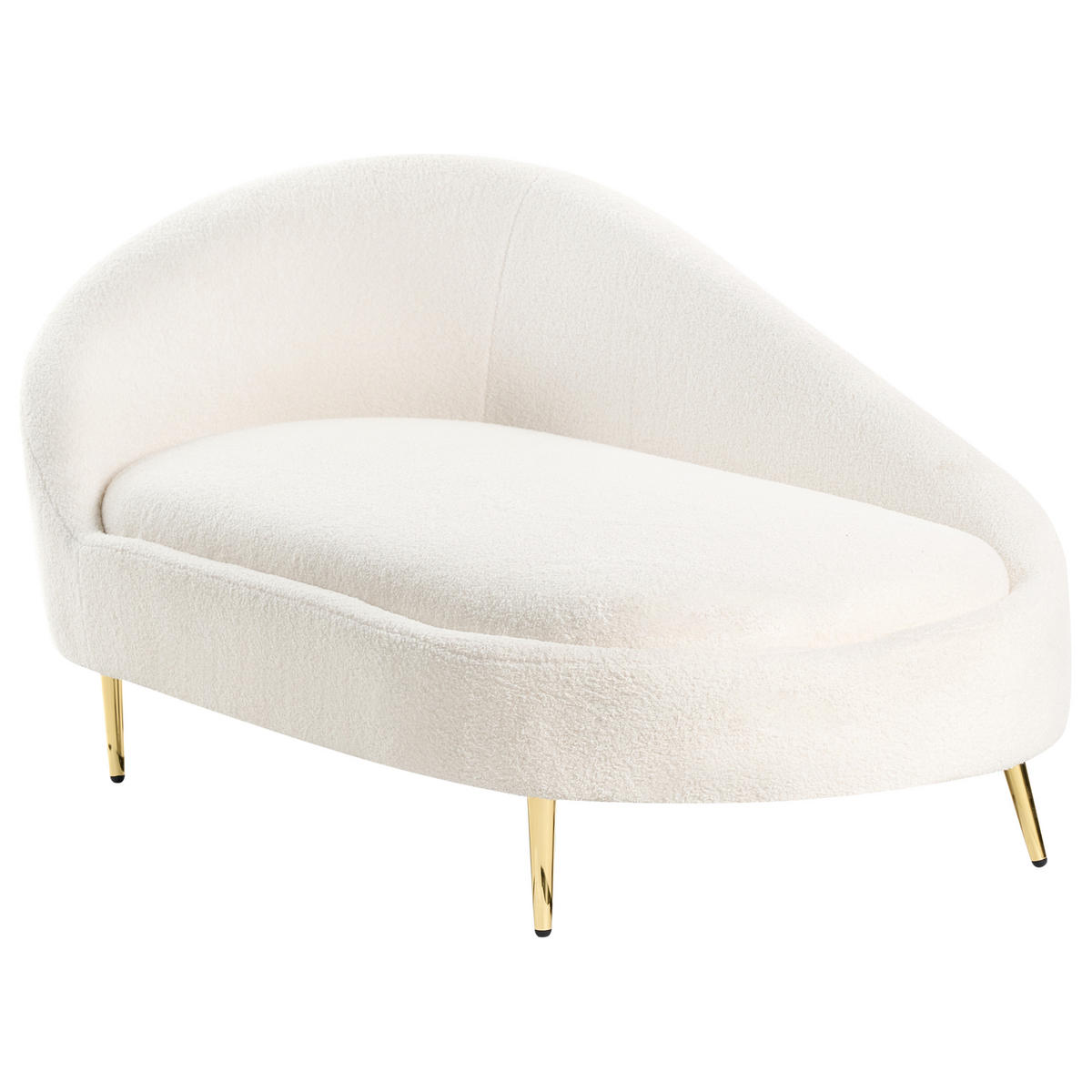 CHAISELONGUE-LINKSSEITIGE Weiß Valreas - Goldfarben/Creme, Textil (151/74/80cm) - Beliani