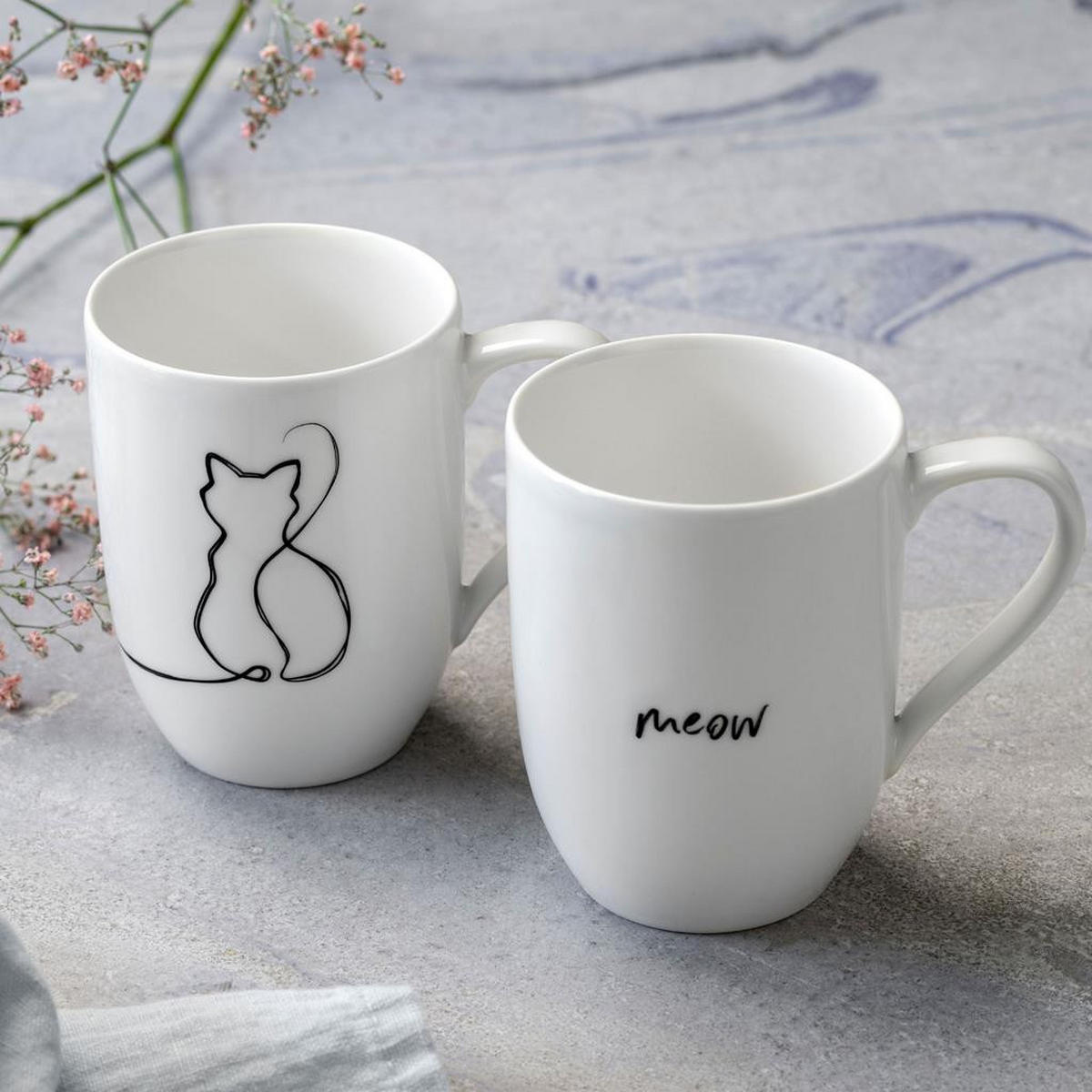 KAFFEEBECHER CAT Statement weiß 280 ml 2er Set - Weiß, Keramik (0.28L) - Villeroy & Boch