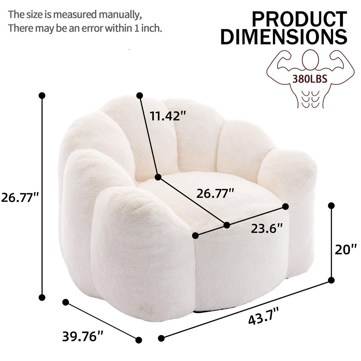 SOFA Velours Weiß - Weiß, Textil (111/68/101cm) - WISHDOR