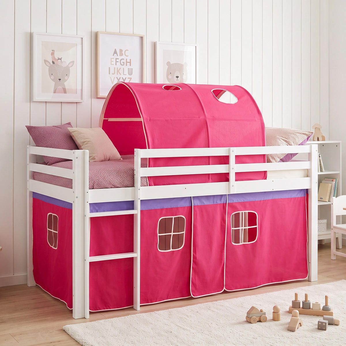HOCHBETT Lattenrost 90/200 cm Pink - Pink/Weiß, Holz (90/200cm) - Homestyle4u
