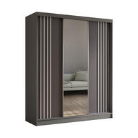 KLEIDERSCHRANK mit Spiegel-Schiebetüren und Aluminium-Leisten, LED-Beleuchtung - NALLA - 180 cm Grau+Grau+Weiß - Weiß/Grau, Holzwerkstoff (180/216/61cm) - ALTDECOR