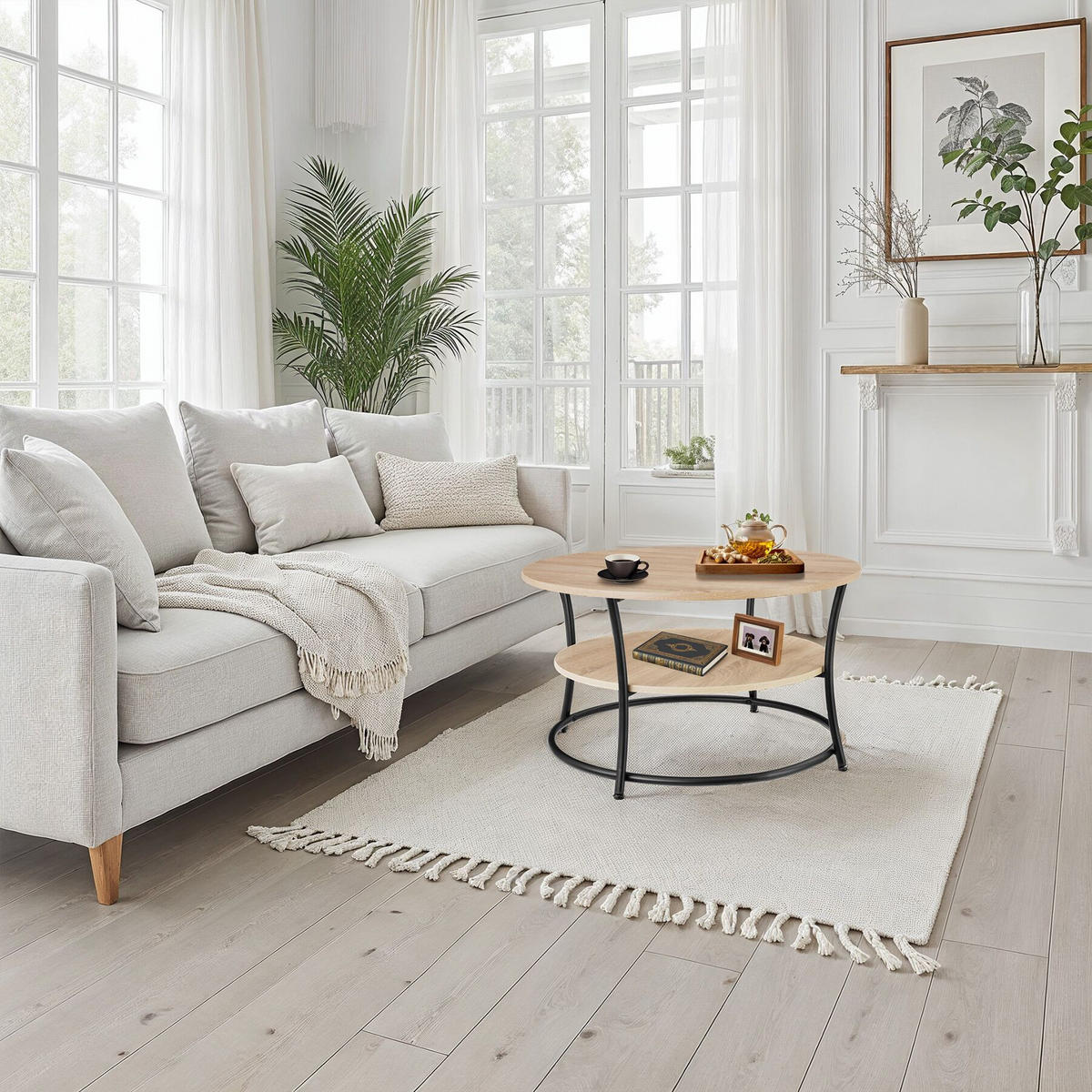 COUCHTISCH Cromford, 80 x 46 cm, Industrial Holz hell, Eiche Sonoma - Naturfarben, Holzwerkstoff (80/80/46cm) - tectake