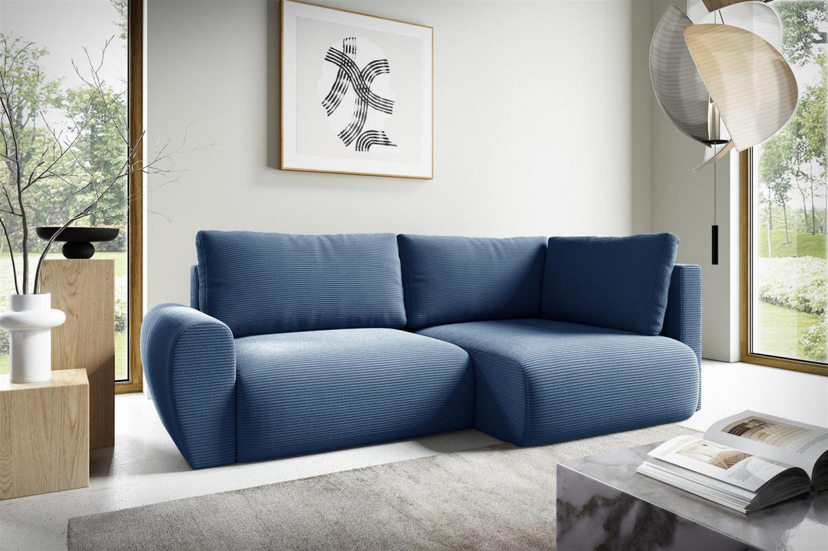 ECKSOFA Galan Mini Mit Schlaffunktion - Blau, Holzwerkstoff/Textil (153/241cm) - Fun Möbel