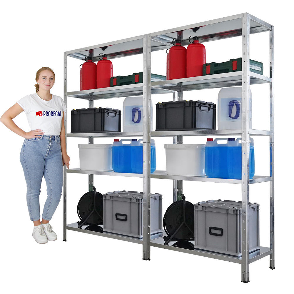 SCHWERLASTREGAL Ares 2er-Set 180x90x40cm Fachlast 125 kg Verzinkt - Silberfarben, Metall (180/180/40cm) - PROREGAL