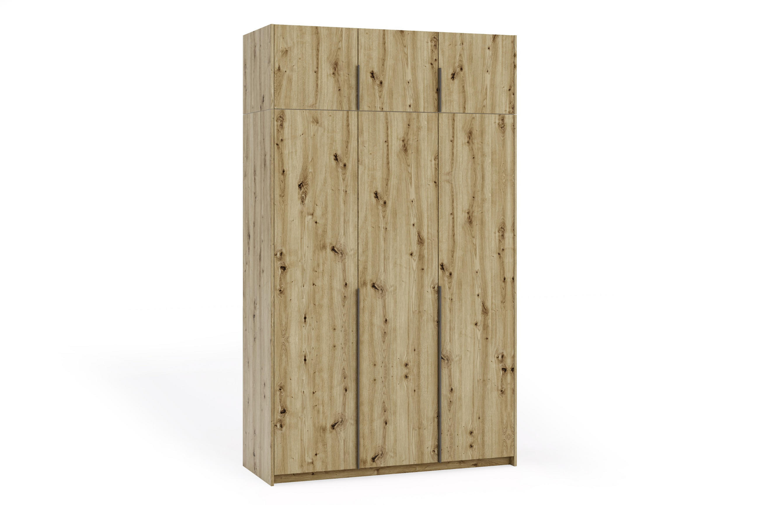DREHTÜRENSCHRANK Apollonia I ohne Spiegel 150x204cm 3-türig, artisan, schwarze Griffe - Schwarz/Braun, Kunststoff (58/250/150cm) - Margaret Hadas24