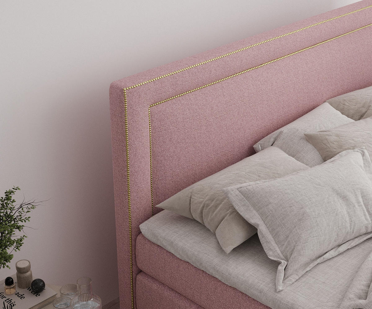BOXSPRINGBETT Luxora Rosa 160/200 cm - Schwarz/Rosa, Holz/Holzwerkstoff (160/200cm) - Maison de Reve